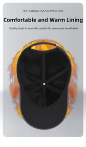 Detail view of winter baseball cap with thermal velvet lining and heat storage lock