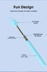 Detail of telescopic stainless steel pointer with blue finger tip extending up to 55cm