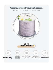 Detailed view of lavender and white braided cotton cord on spool for jewelry making