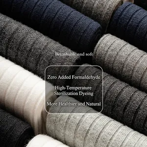 Five-pack of breathable ribbed cotton mid-calf socks in diverse neutral colors