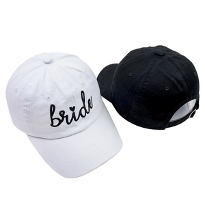 White Babe Bride embroidered baseball cap and black hat with adjustable metal buckle set