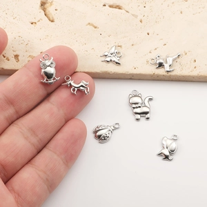 Creative stainless steel animal charms including owl and butterfly for DIY jewelry making