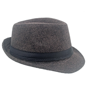 Classic men's brown wool fedora hat with black band, stylish retro winter jazz cap