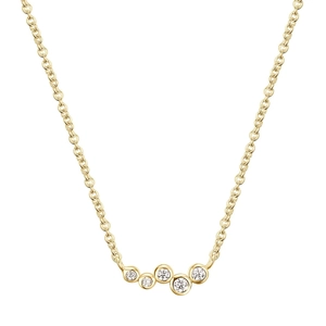 S925 sterling silver gold necklace with five clustered round geometric zircons