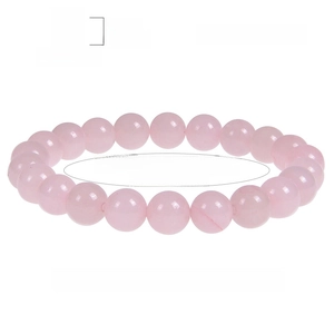 Natural 8mm pink crystal zebra stone beaded bracelet for women on white background