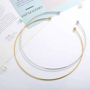 Minimalist gold and silver titanium steel necklaces with removable spherical screw ends