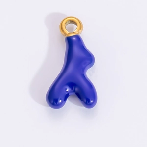 Detailed view of dark blue enamel butterfly pendant with 18k gold plating for jewelry DIY
