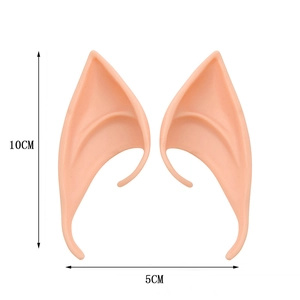 Detailed size view of pointed elf ears for cosplay, measuring 10cm height and 5cm width