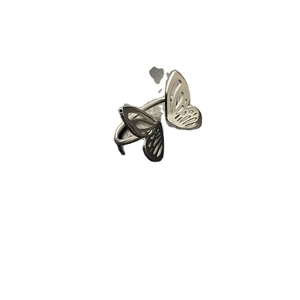 Minimalist silver butterfly open ring with detailed hollow-out double wing design