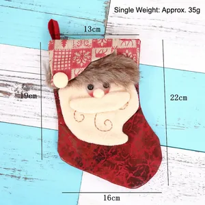 Christmas mini stocking tree decoration with Santa Claus motif and plush white trim
