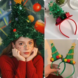 Christmas Headband For Women Girls Antler Hairband With Sequins Glitter Christmas Tree Hat Festive New Year Party Headwear