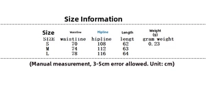 Detailed size chart for women's knit skirt set including waist and length measurements