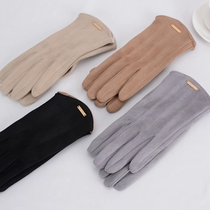 Damen Winterhandschuhe aus Wildlederimitat in Schwarz, Grau, Braun und Beige Farben