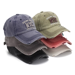 Vintage washed denim baseball caps with NYC embroidery available in six various colors