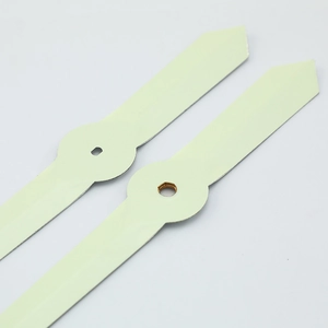 Luminous quartz clock hands set with diamond tips and green fluorescent coating