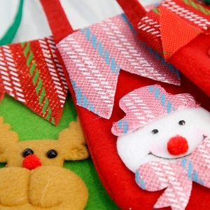 Christmas snowman and reindeer felt gift bags with glitter details in red and green