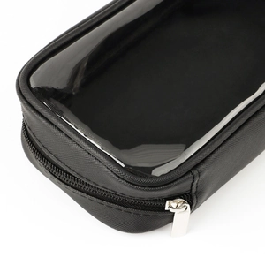 Borsa portaoggetti nera impermeabile con trama a rete e finestra trasparente
