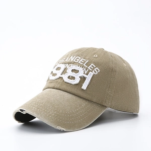 Vintage khaki washed cotton baseball cap with Los Angeles 1981 embroidery