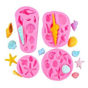 Silikonform-Set Meeresthema mit Seesternen und Muscheln für die Tortendekoration