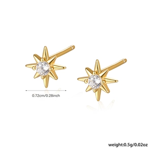 Detailed macro view of S925 silver star earrings with 0.72cm size measurements