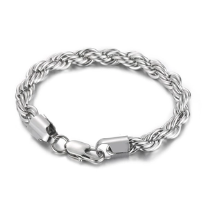 Bracelet Chaîne Corde En Acier Inoxydable 316L Tressé Twist Minimaliste Punk Hip Hop Bijoux Pour Hommes