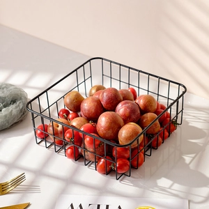 Modern black wire fruit basket in square design for stylish kitchen table storage