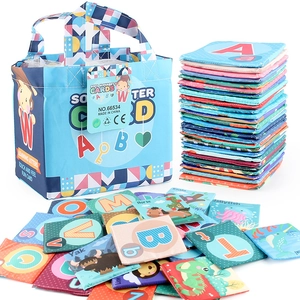 26PCS baby alphabet cloth flashcard set with animal patterns and storage bag