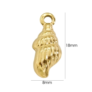 Polished golden conch shell pendant for jewelry making with 18x8mm size dimensions