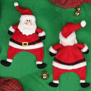 Classic red and white Santa Claus chair cover with knit texture on green background