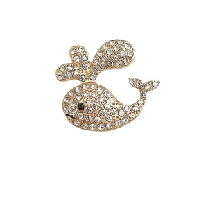 Charme de baleine en alliage de zinc avec strass blancs et dorure pour bijoux DIY