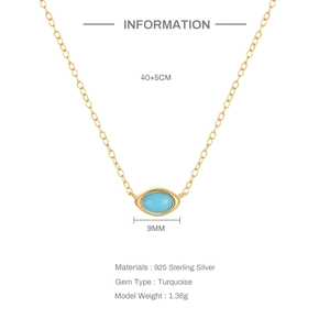 Detailed specs of the 925 sterling silver turquoise moon pendant necklace measurements