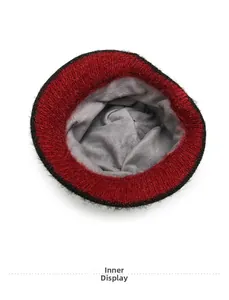 Detailed view of winter knitted hat featuring thick grey fleece lining for extra warmth