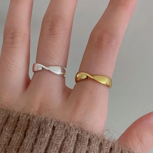 Minimalist Twist Mobius Ring 925 Sterling Silver Adjustable Open Finger Jewelry For Women Elegant Stylish