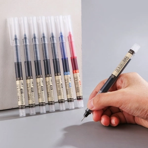 Stylos Roller 0.5mm Pointe Aiguille Sechage Rapide Grande Capacite Encre Liquide Coque Transparente Fournitures Bureau