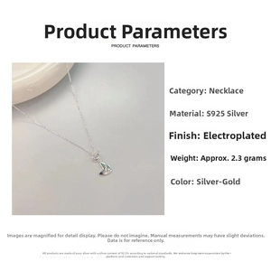 Detailed product parameters of S925 silver heart necklace with weight and plating specs