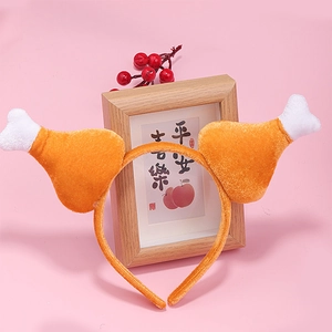 Funny Turkey Leg Headband Plush Thanksgiving Party Costume Hair Accessory Novelty Simulation Food Headwear Celebration