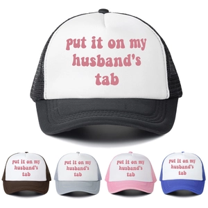 Women Trucker Hat Mesh Breathable Baseball Cap Cotton Slogan Letter Print Adjustable Sun Shade Outdoor Fashion