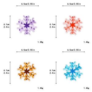 Detailed dimension guide for multicolor snowflake embroidery patches in 6.5x6.1cm size