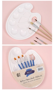 Set da 6 pennelli per artisti con tavolozza per pittura a olio, acrilica e acquerello