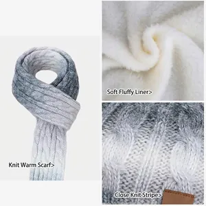 Set de invierno de 3 piezas para niños con bufanda de punto degradado y forro polar
