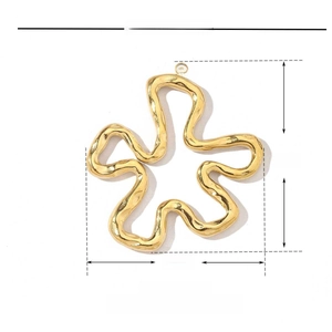 Detailed size view of a 41mm gold stainless steel hollow bow floral heart pendant