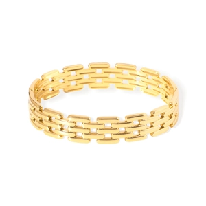 Classic 18k gold plated stainless steel watch-link bracelet with a luxurious glossy finish