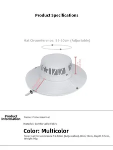 Dimensions pour chapeau soleil homme à large bord et circonférence de 55-60cm
