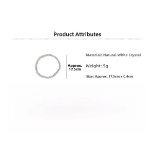 Macro shot showing 0.4cm clear white crystal beads and 17.5cm bracelet length details