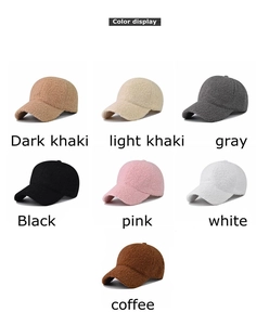 Gamma colori di cappelli da baseball in lana d'agnello in sette tonalità neutre in pile