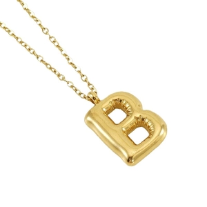 Polished gold bubble letter B pendant necklace with elegant 3D balloon style design