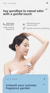 Detail showing 48h long-lasting protection of gentle antiperspirant deodorant stick on skin