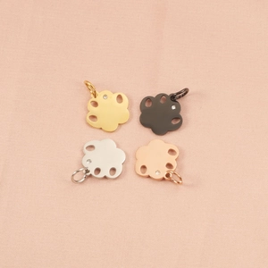 Stainless steel pet paw pendant charms in gold black silver and rose gold finishes