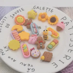 Assorted resin DIY charms set with cute donuts, bees and stars for keychain jewelry