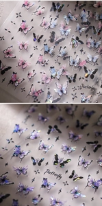 Macro d'autocollants 3D holographiques pour ongles avec papillons dégradés rose-violet